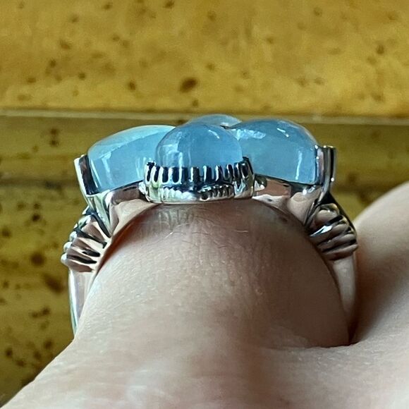 Genuine Aquamarine Sterling Silver Ring Size 6 - Picture 2 of 9